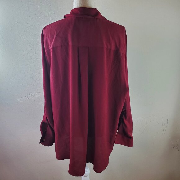 Charter Club Womens Red Collared Button-Front Shirt 3XL - Picture 2 of 7